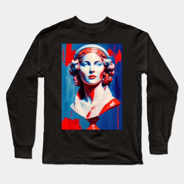 Blue & Red Lady #2 Long Sleeve T-Shirt by mateuskria